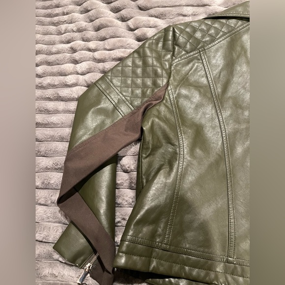 NY&C WOMEN FAUX LEATHER MOTO JACKET OLIVE GREEN XL NEW YORK COMPANY REG $90 NWT - Picture 5 of 6